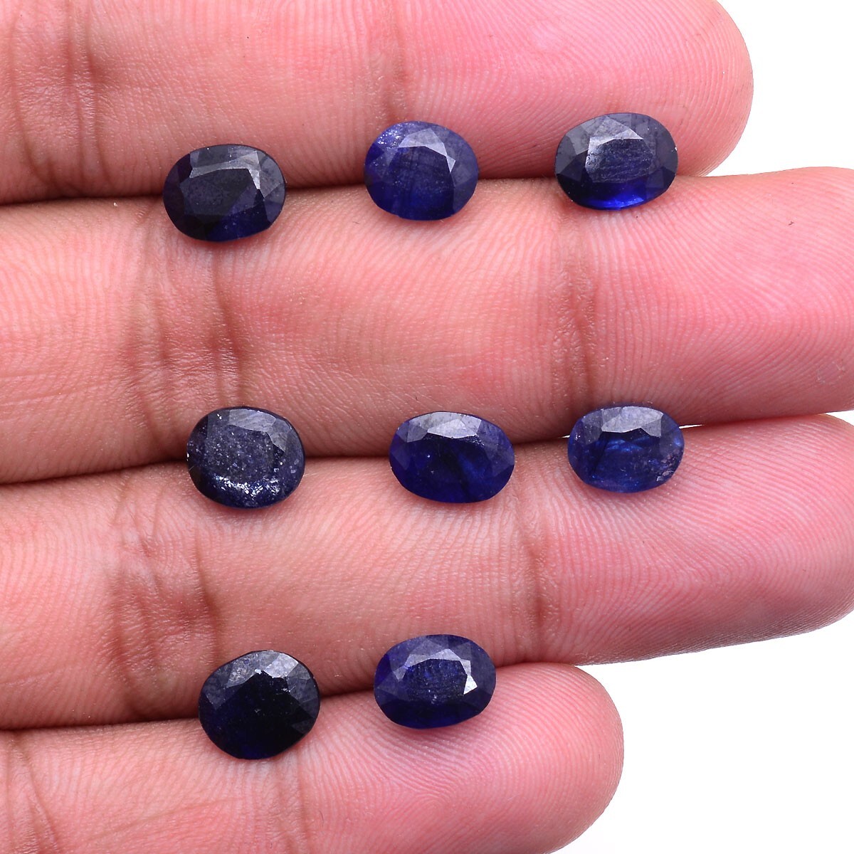 8 Pcs Natural Blue Sapphire Top Grade 7.71mm-8.34mm Oval Cut Gemstones Wholesale
