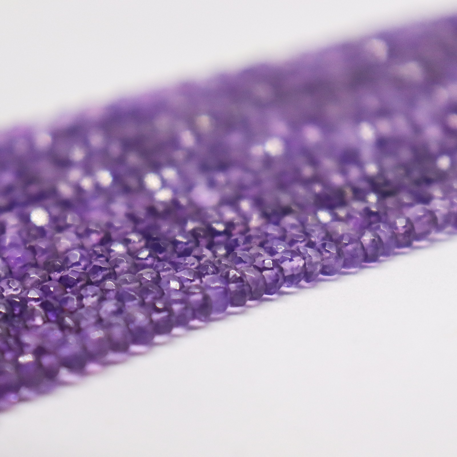 Natural Purple Amethyst Rondelle Faceted Beads 13″ Strand | AAA Violet Gemstone