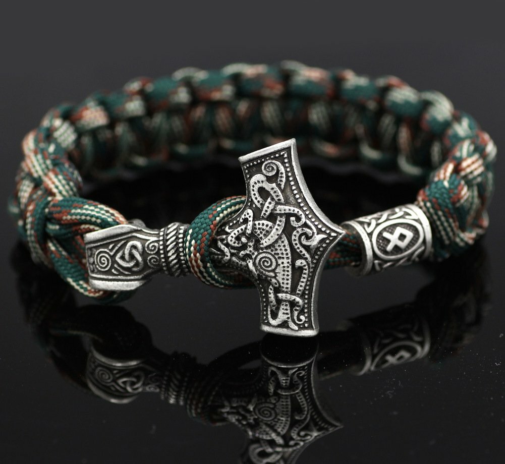 MENDEL 7 Inch Mens Nordic Norse Viking Thors Mjolnir Hammer Cuff Bracelet Men