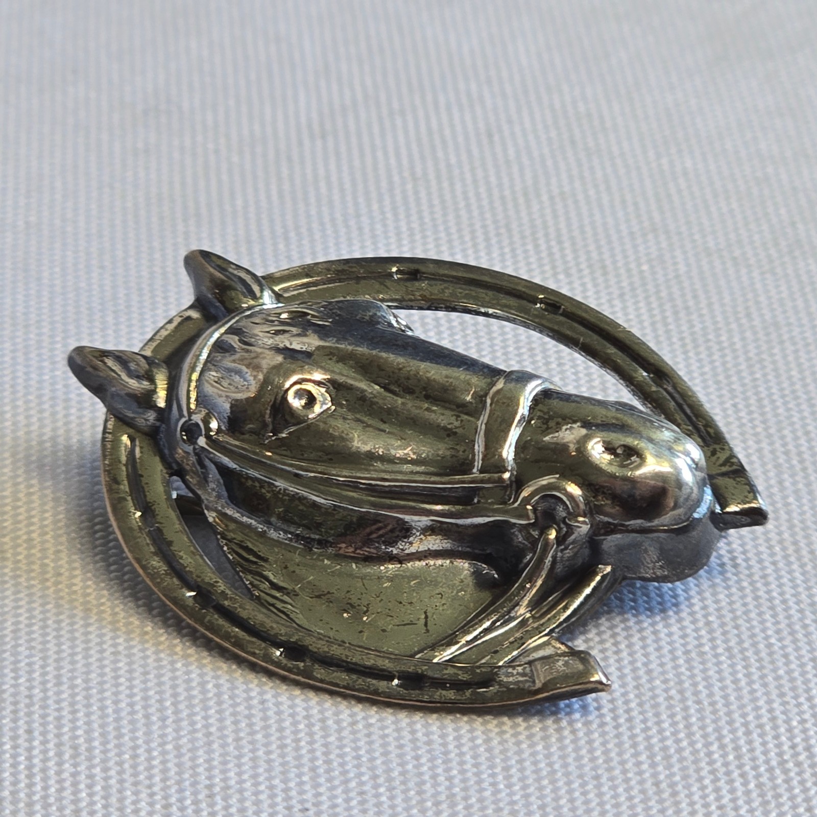 Sterling Silver Brooch 5.92g Fine Jewelry Horse & Horse Shoe Scatter Pin