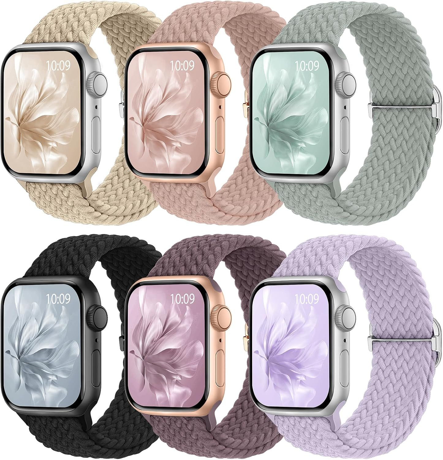 6 Pack Braided Stretchy Bands Compatible with Apple Watch 38Mm-49Mm Women Men