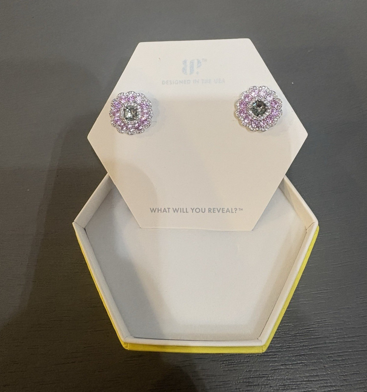 JewelPop ER50268 Lab-Created Tourmaline Halo Flower Stud Earrings Butterfly