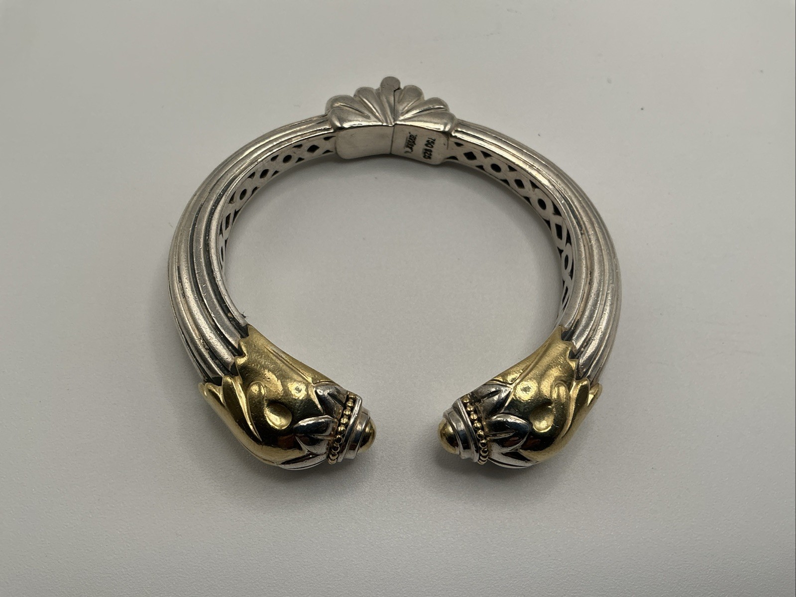 LAGOS CAVIAR Sterling Silver And 18K Gold Hinged Cuff Bracelet 750 And 925