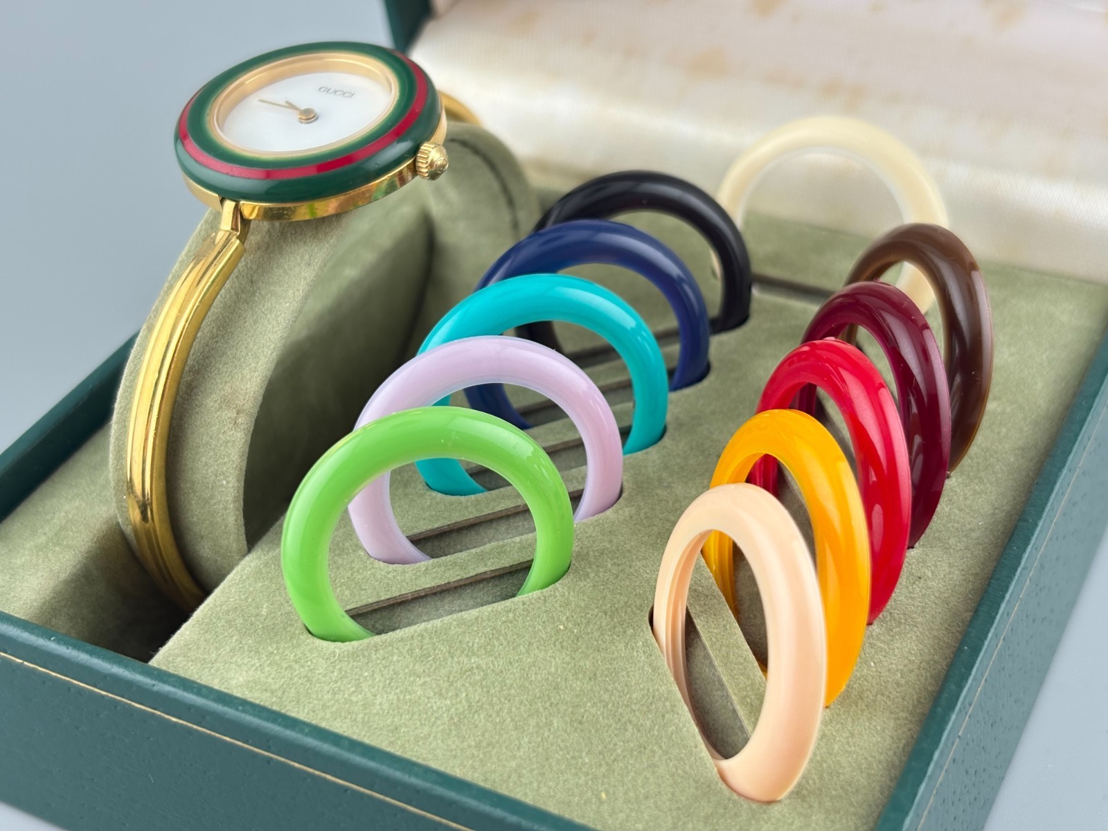 [Excellent] Gucci Change Bezel 11/12.2 Watch 12 Colors Box White Gold