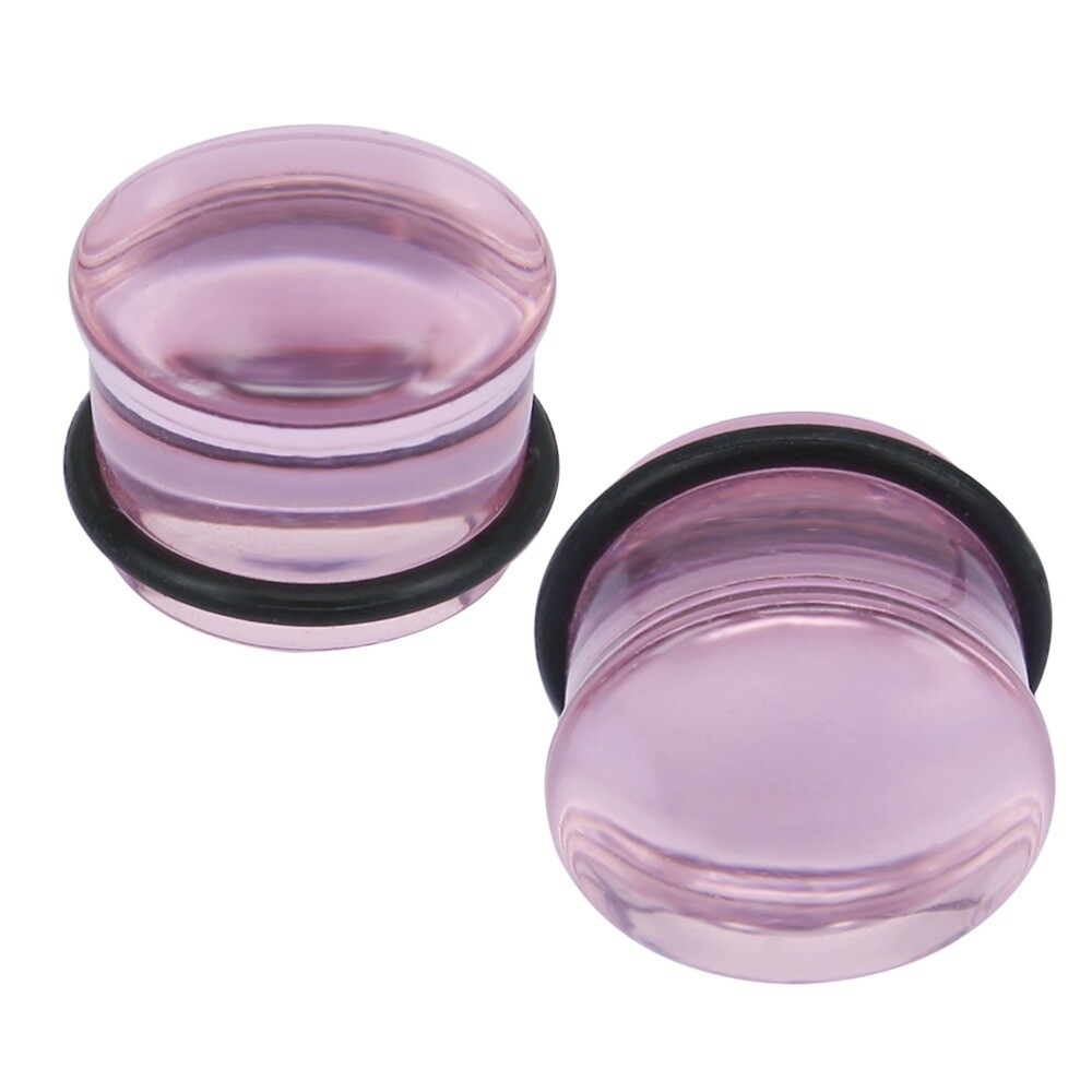 1 Pair Glass Ear Gauges Mushroom Single Flare Plug Ear Lobe Stretching Piercing