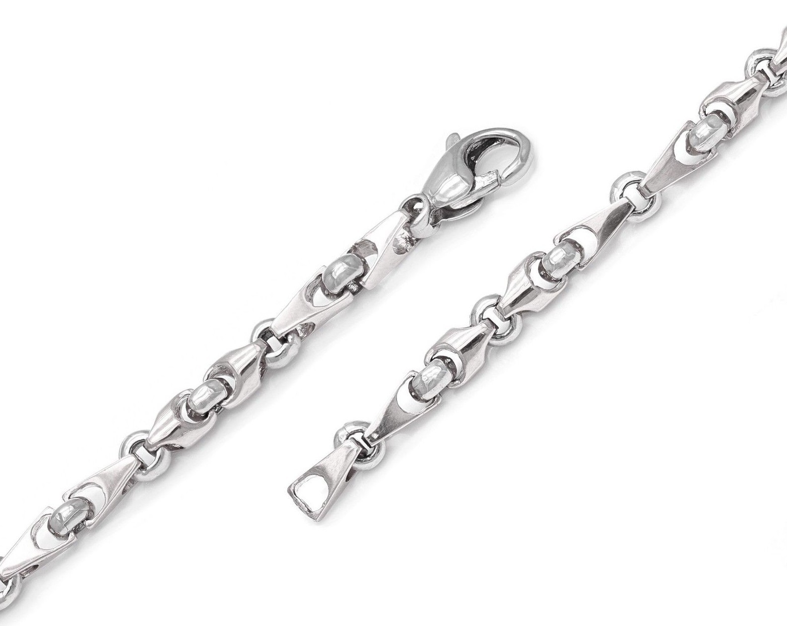 10k White Gold Solid Handmade Fashion Link Bracelet 7″ 5mm 13.8 grams