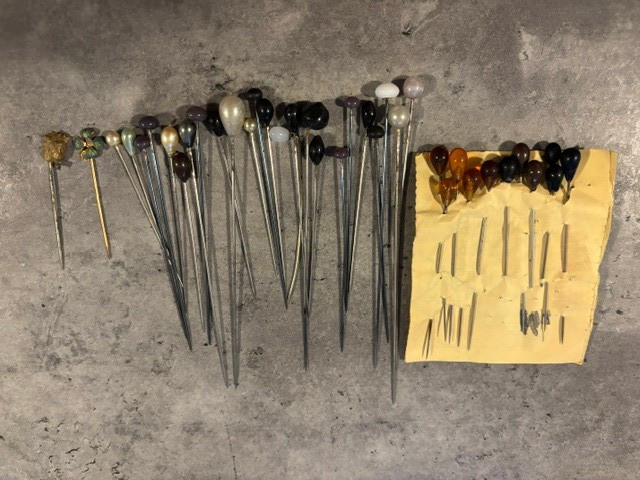 Vintage Lot 37 Hat Stick Pin, Varies Colors and Sizes