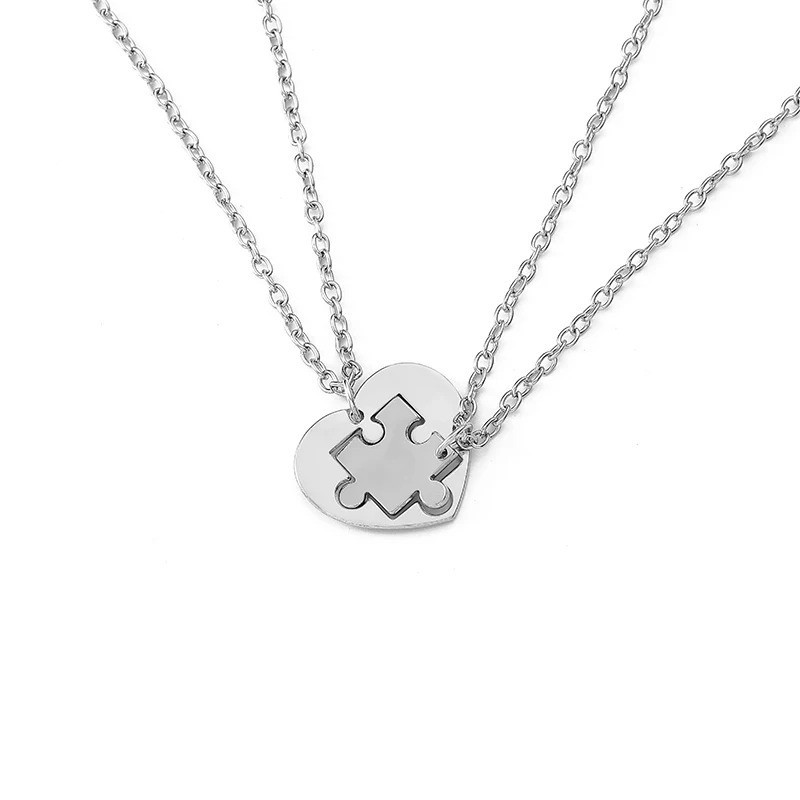 Stainless Steel I Love You Heart His Her Couple Pendant Necklace