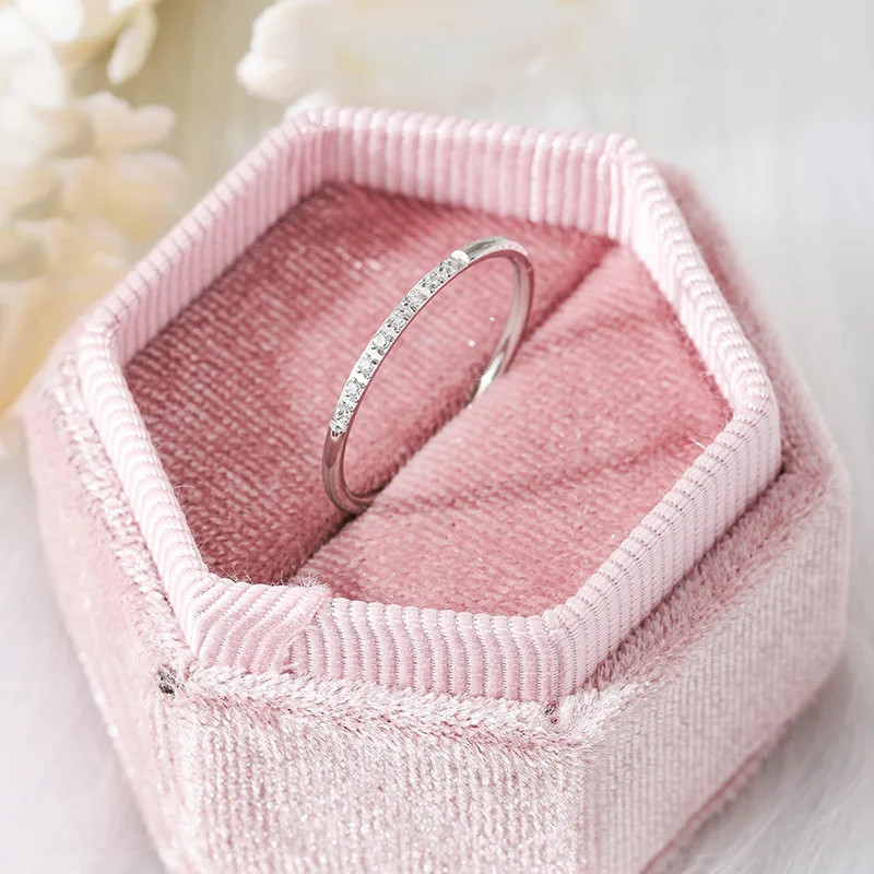 CZ Ring 1mm Thin Round Zircon Gold Tone Stackable Engagement Women Jewelry
