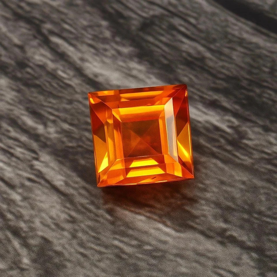 Natural Ceylon Orange Sapphire 10.01 Ct Princess Cut Certified Loose Gemstone