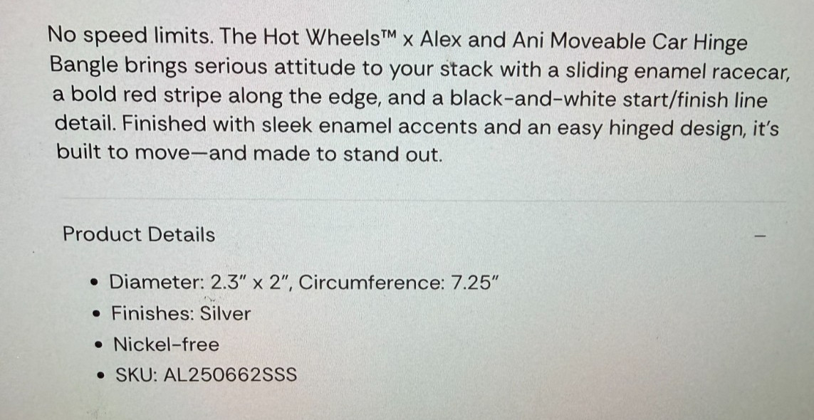 Alex and Ani Hot Wheels Moveable Racecar Hinge Bracelet NEW
