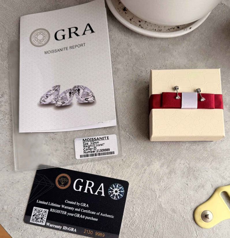 18k White Gold Plated 1CT Moissanite Screw Back Stud Earrings for Women With GRA