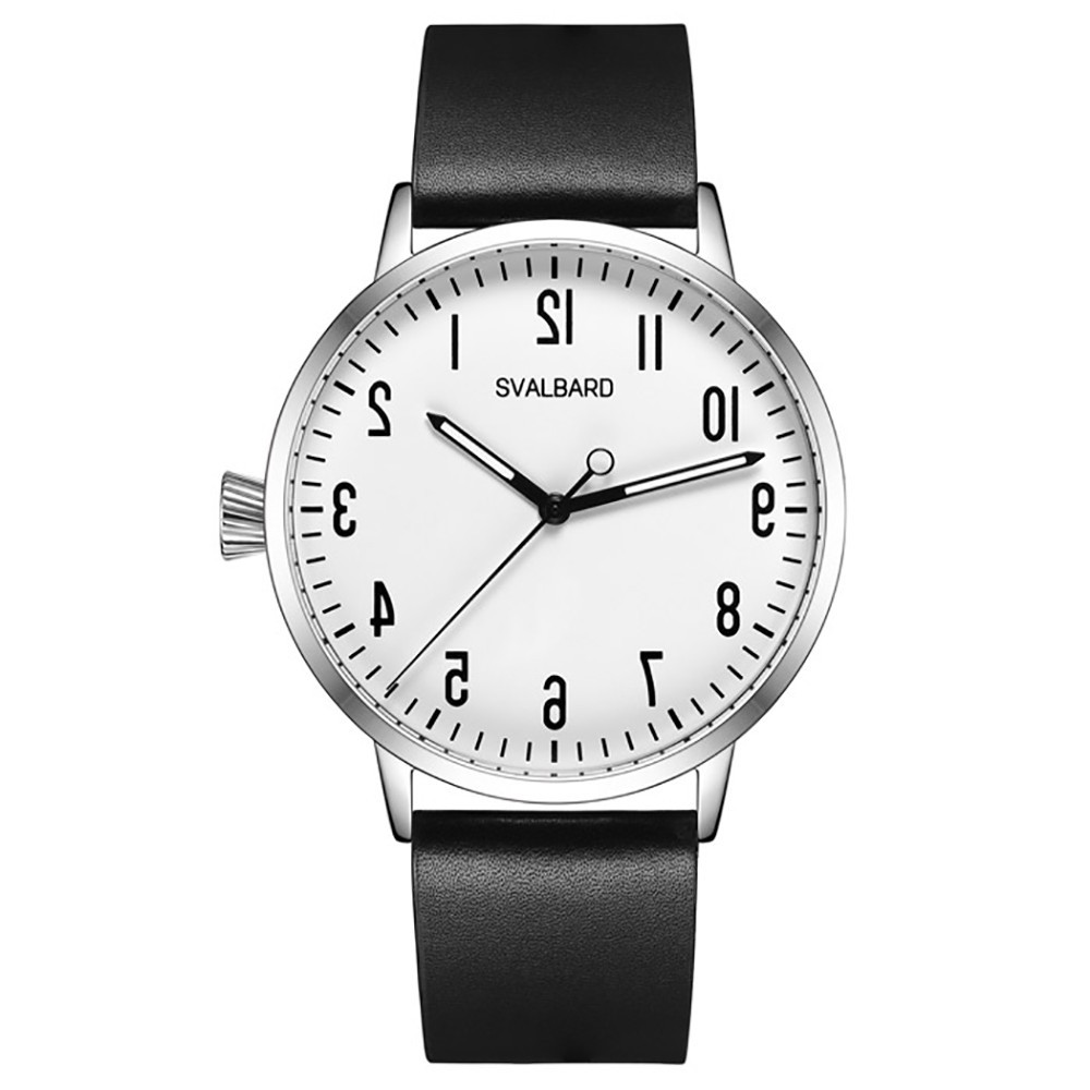 Svalbard Tilbake AC11A Quartz Steel White Black Leather Men’s Watch