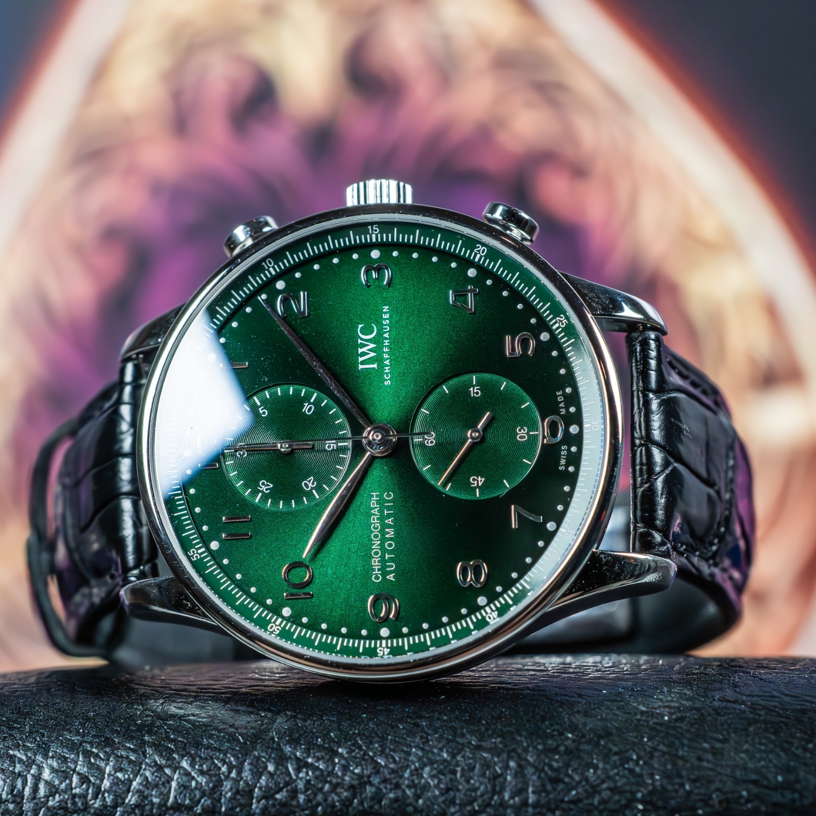 IWC Portugieser Chronograph IW371615 41mm Steel Sunburst Green 2021 Box Papers