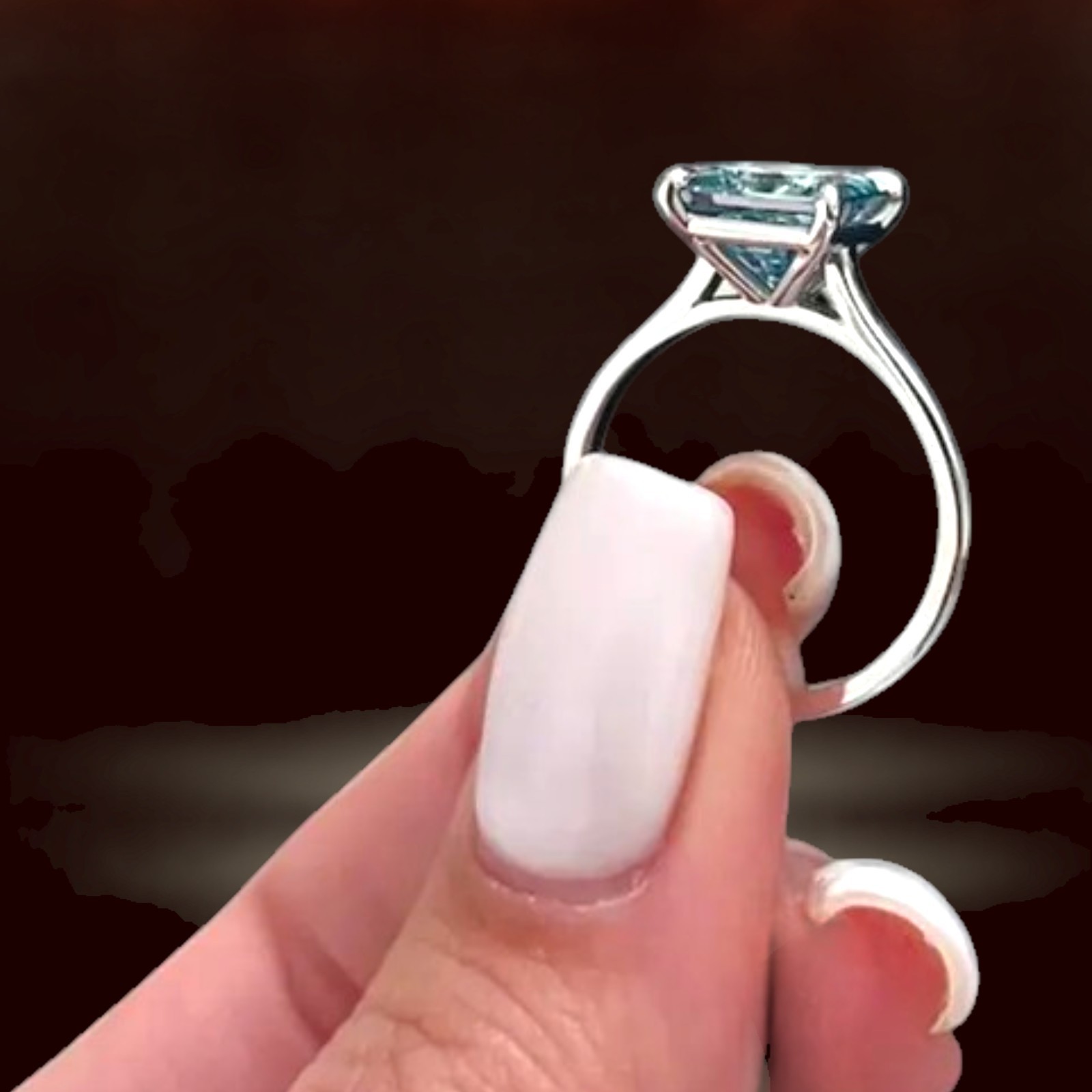 Lab Created Fancy Vivid Blue Women Diamond Ring Princess 2.00 Ct 14K White Gold