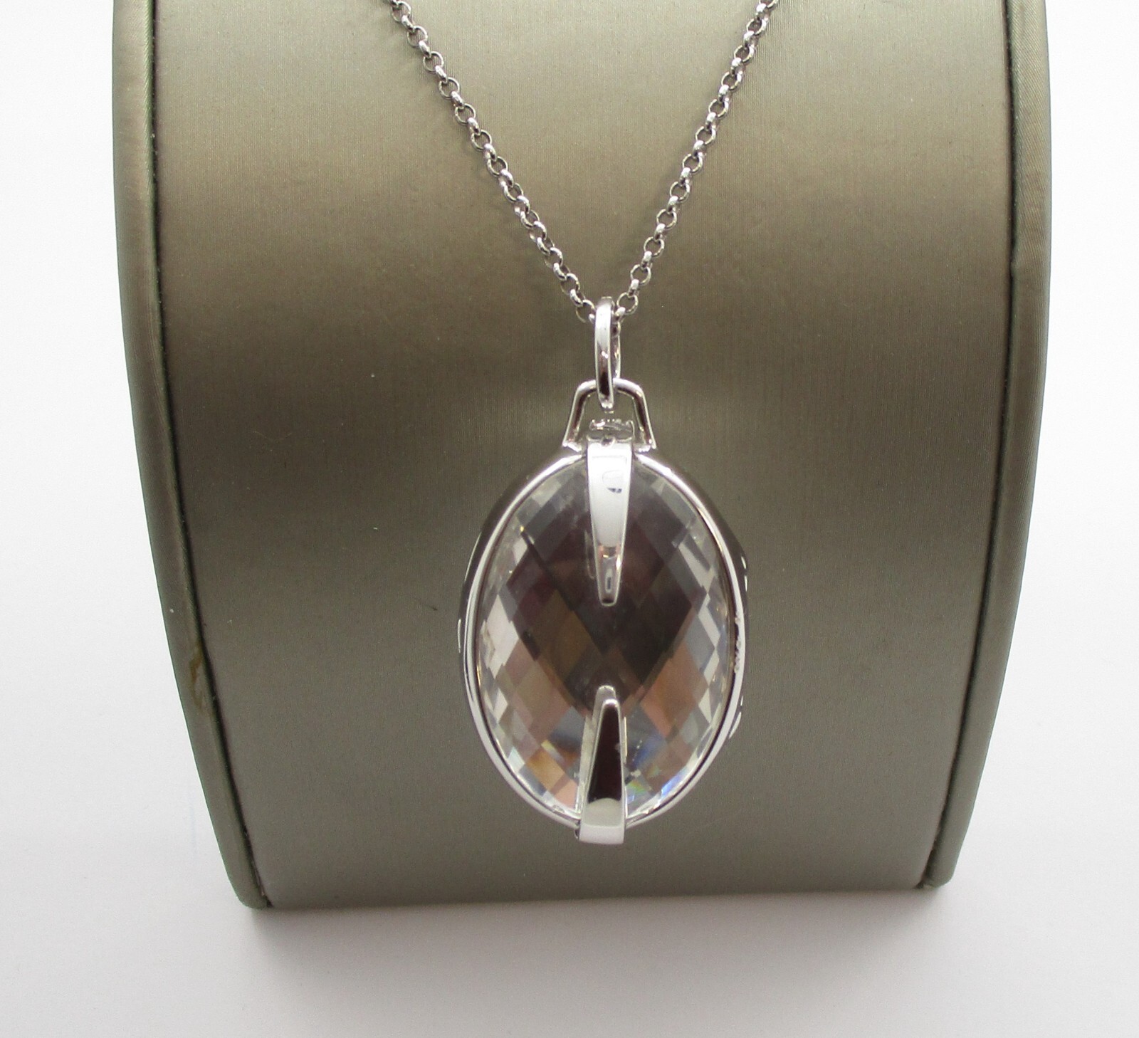 Monica Rich Kosann White Sapphire Rock Crystal Pendant/Locket Sterling Silver