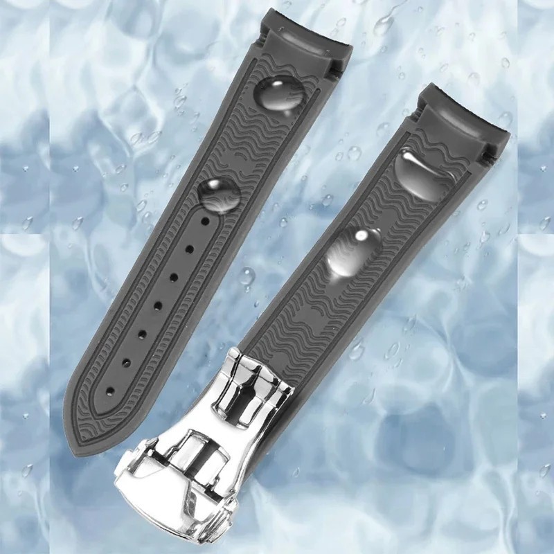 Curved End 20mm Silicone Strap for MoonSwatch Omega Swatch Watch Band Waterproof