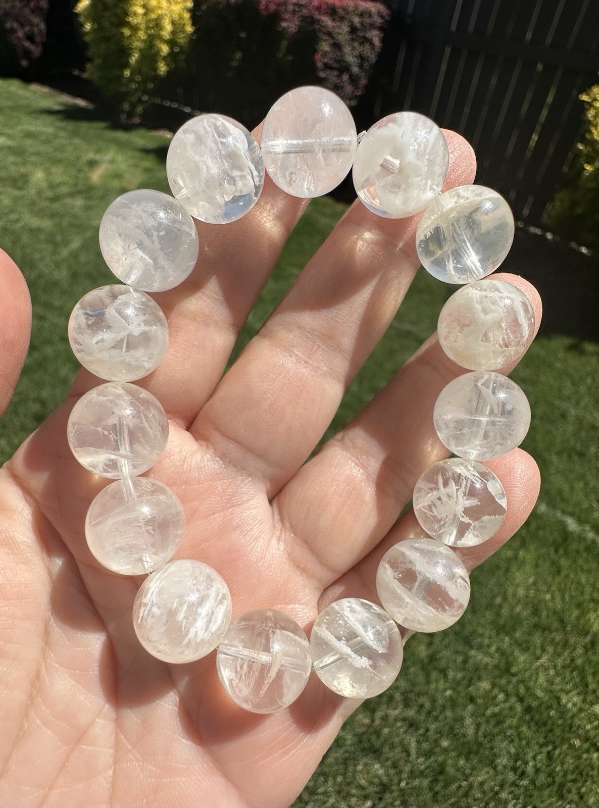 13.7mm Snowflake Phantom Quartz Bracelet