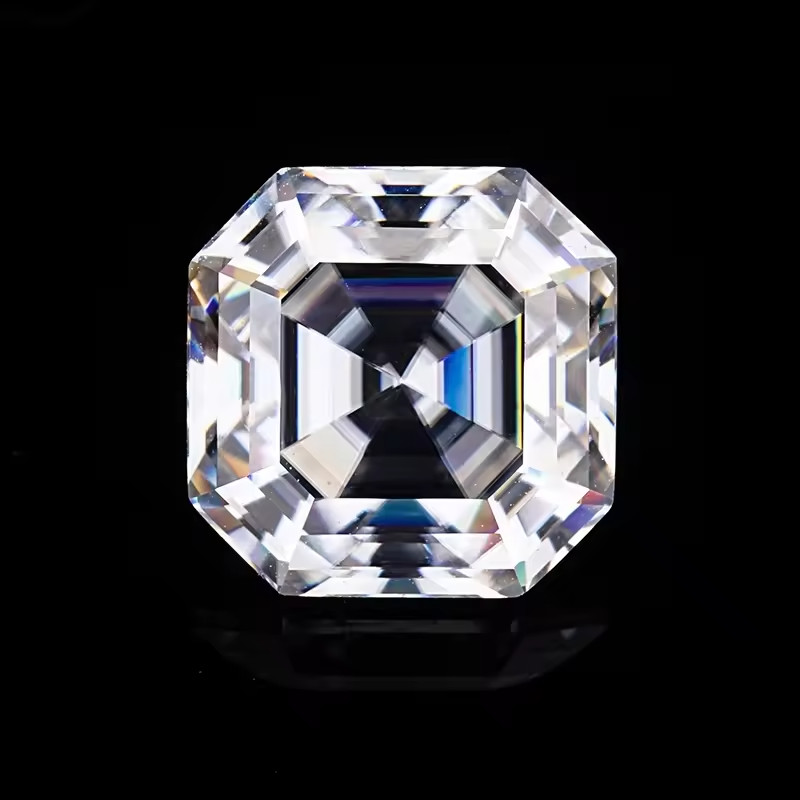 5.30 Ct Loose Moissanite Asscher Cut 10.00 MM D Color, IF Clarity Certified