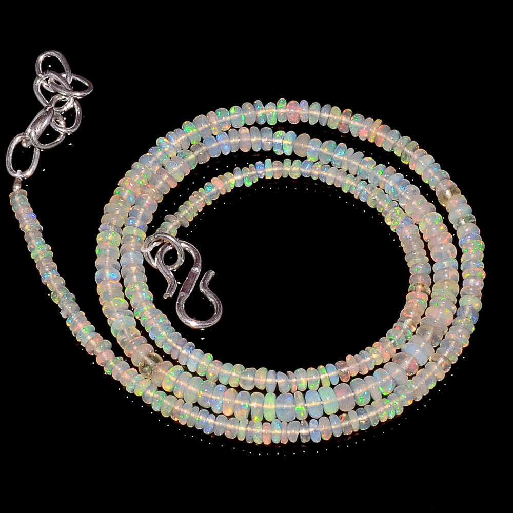 30 Crt 2.5to4 MM Ethiopian Opal Rondelle Beautiful Beads Necklace OBI2713