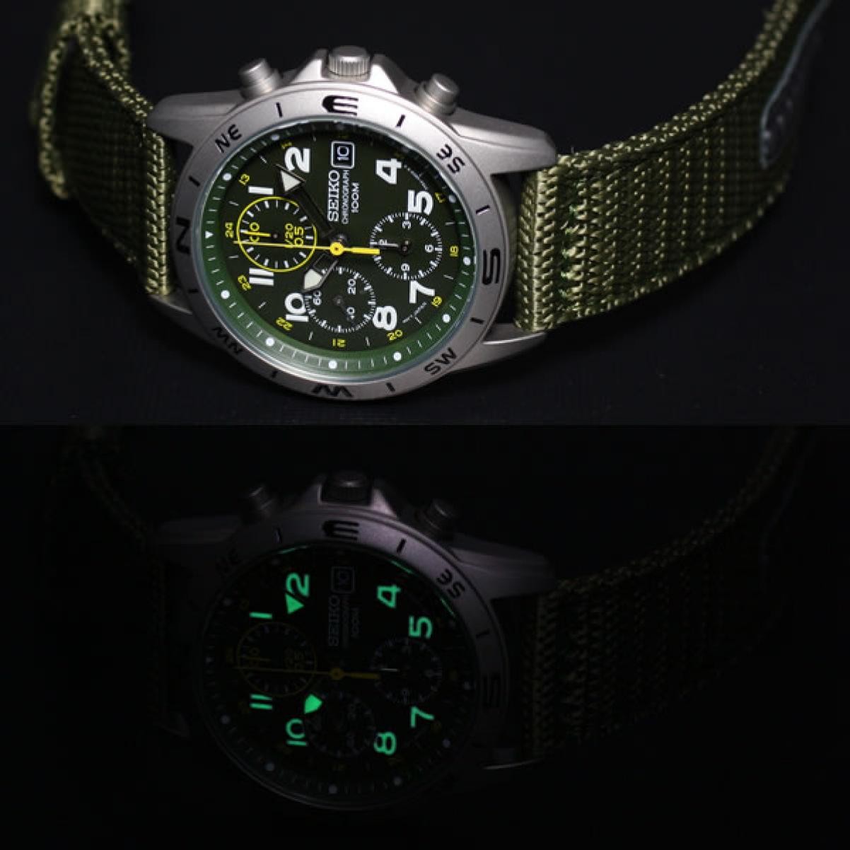 SEIKO Military Chronograph Watch SND377R SND377P2 Khaki Green Brand New