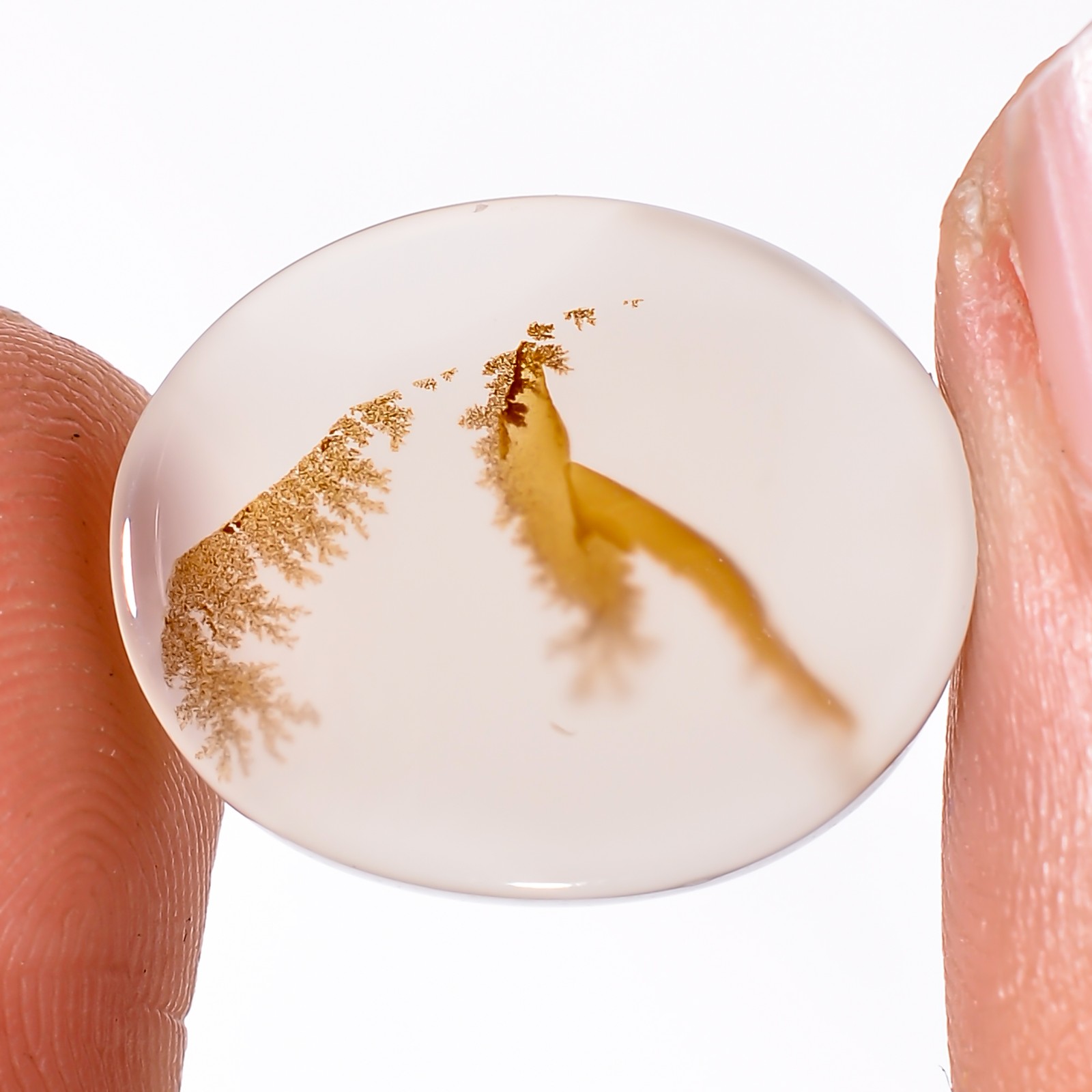 6.90Cts.100%Natural Scenic Dendritic Agate Oval Cabochon 14x17x2mm Loose Gems