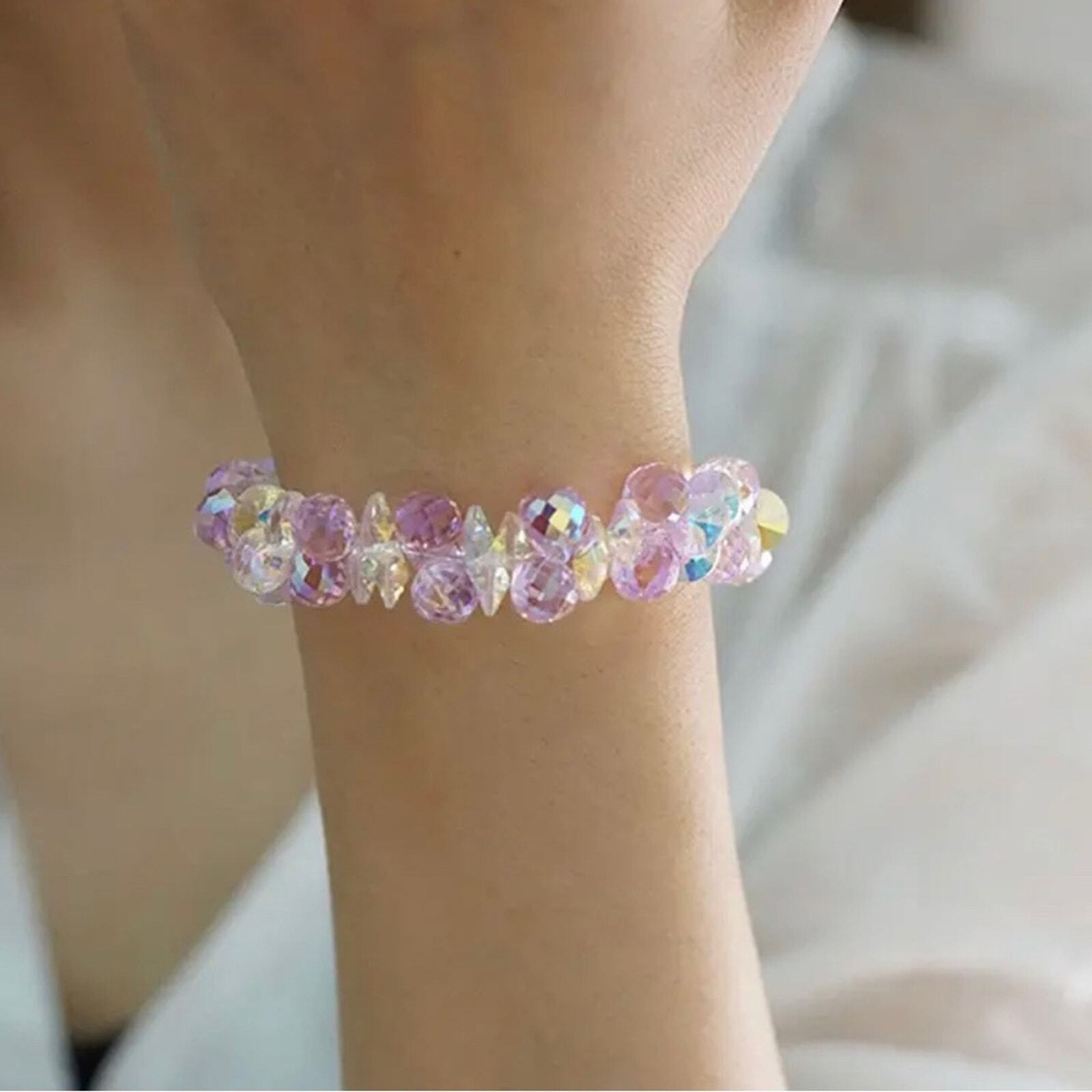Pink Swarovski Beaded Bracelet