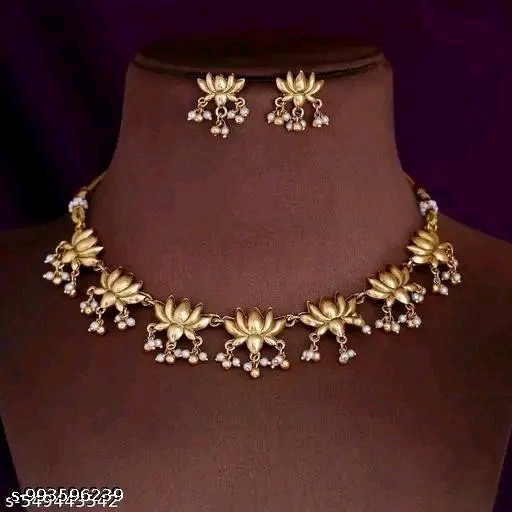 South indian jewellery gold plated choker Necklace jewellery set wit earrings