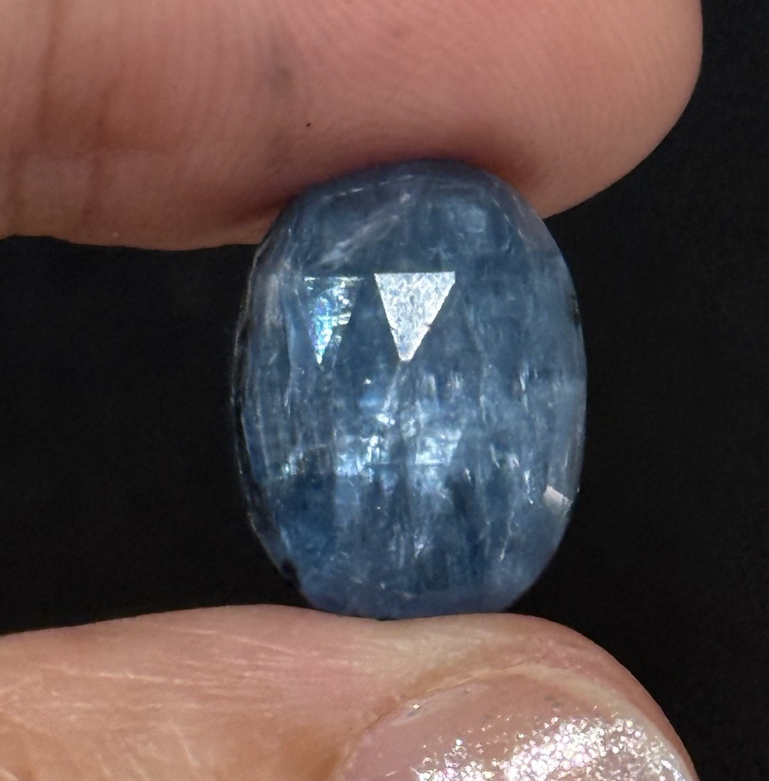 12.1ct 16.4×12.2×5.6mm Fine Blue Faceted Kyanite Oval Cabochon Loose Gem