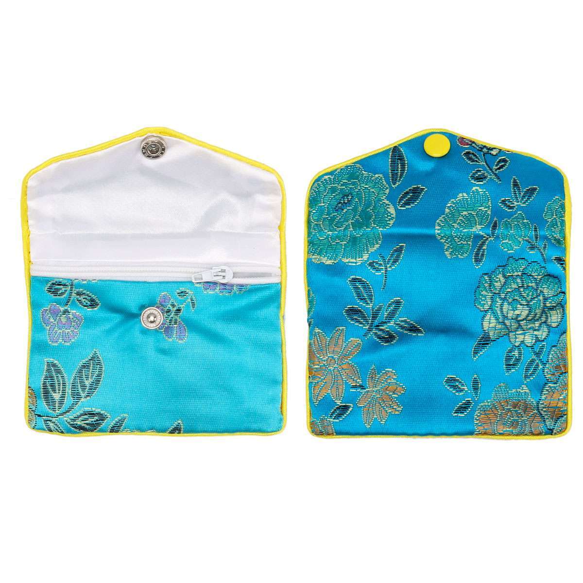 12 Fancy Silk Chinese Jewelry Purse Pouches with Zipper Gift Bag Pouch 3″ x 3.9″