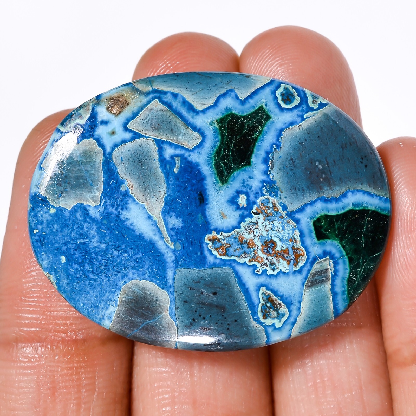 100% Natural Shattuckite OVAL Shape Cabochon Loose Gemstone 46.55 Cts 27x35x4 mm