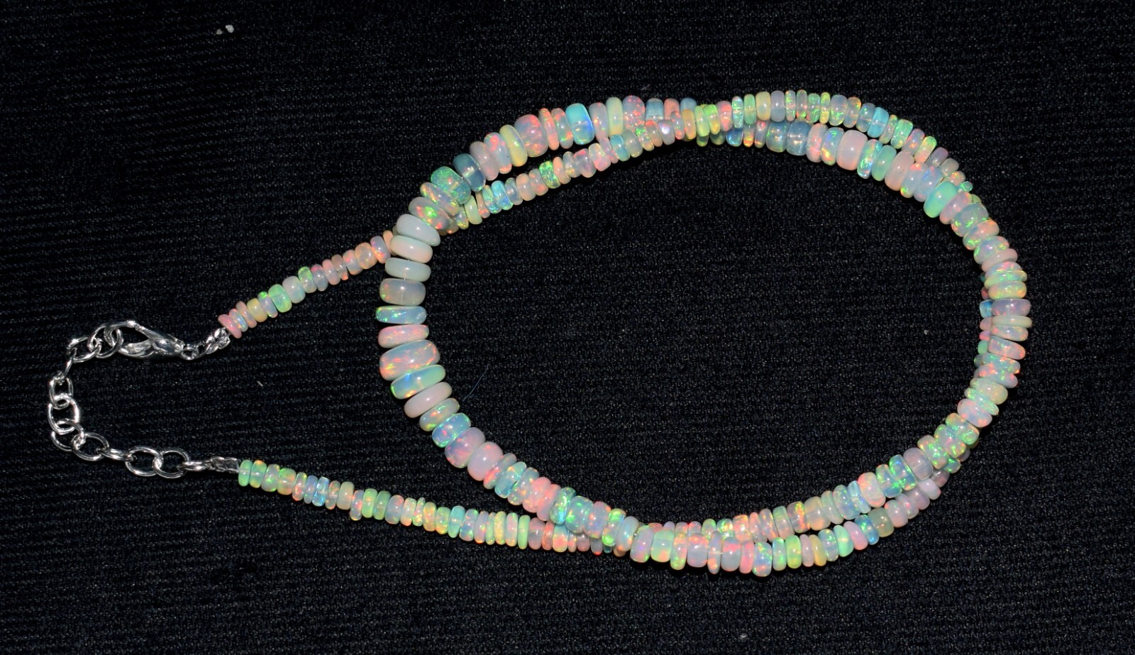 A++ 100%Natural Ethiopian Opal Welo Fire Opal Gemstone Beads Necklace”16
