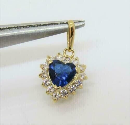 2 Ct Heart Cut Simulated Blue Sapphire Women’s Pendant In 14K yellow Gold Plated