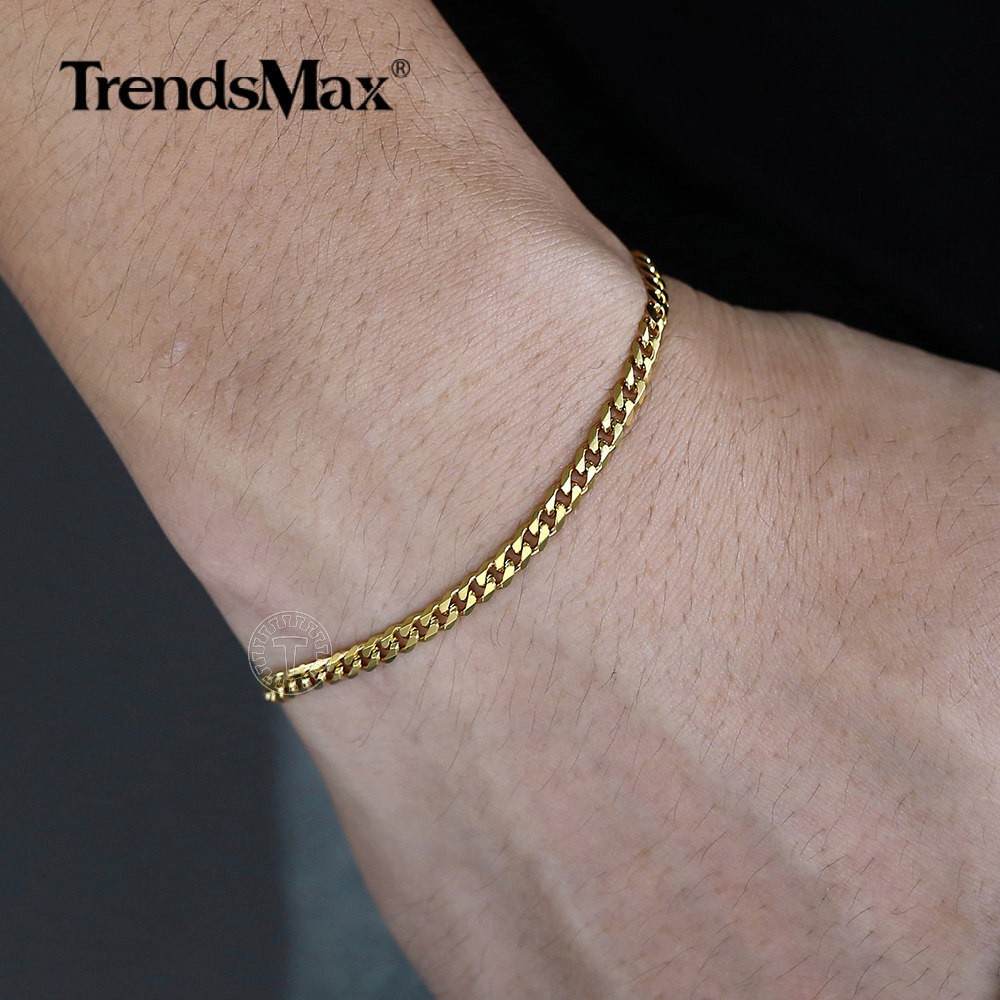 3/5/7/9/11mm Gold Plated Stainless Steel Cuban Chain Necklace Bracelet Men Women