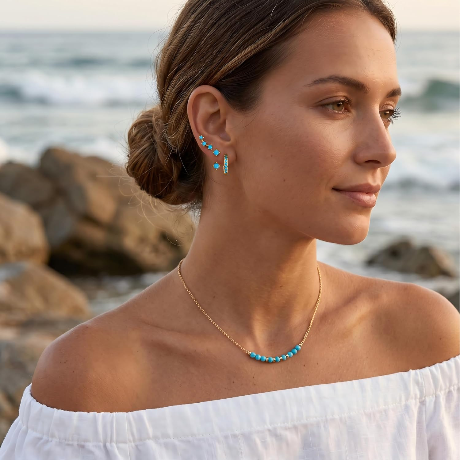 3 Pairs Dainty Small Earrings Set for Women Trendy, Birthstone Stud Huggie Hoop