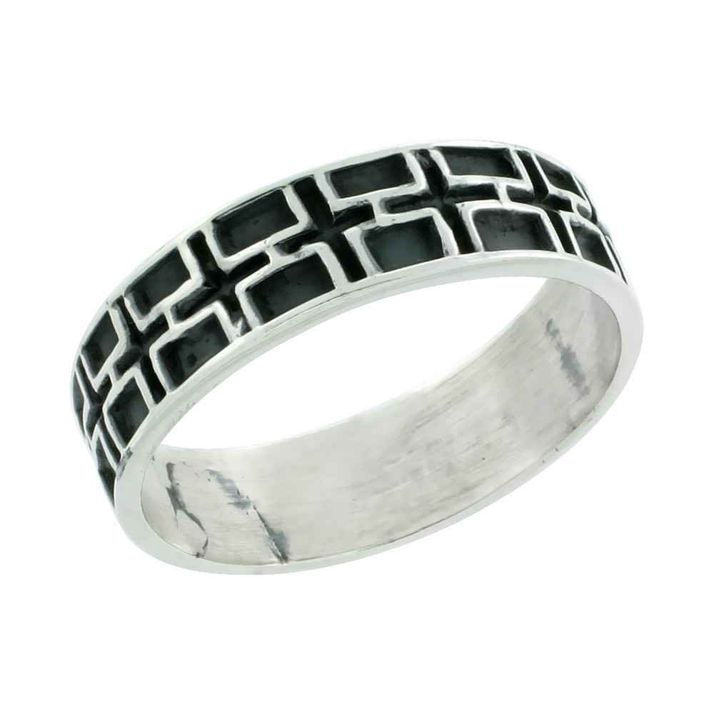 925 Sterling Silver Wild Endless Cross Ring 1/4 Inch (6mm) Wide, Sizes 7 to 13