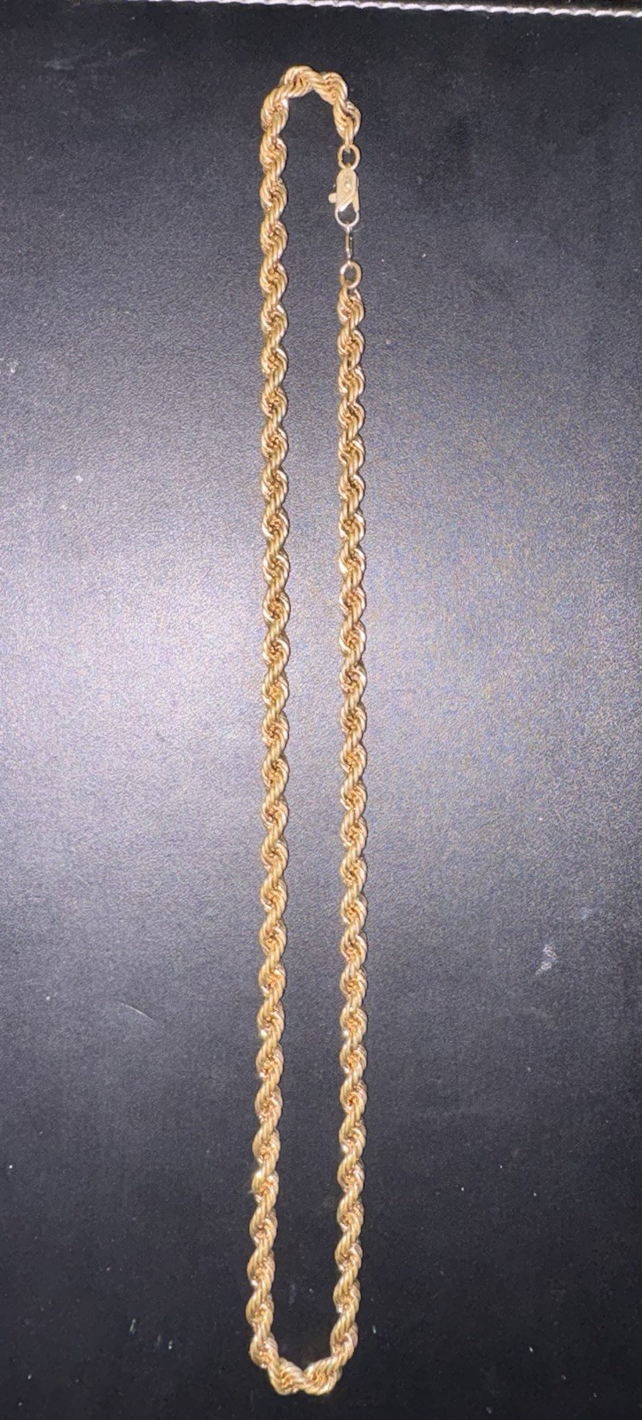 Vintage 24K GP Gold Plated Rope Chain Necklace 36.2g Yellow Gold Twist 20”