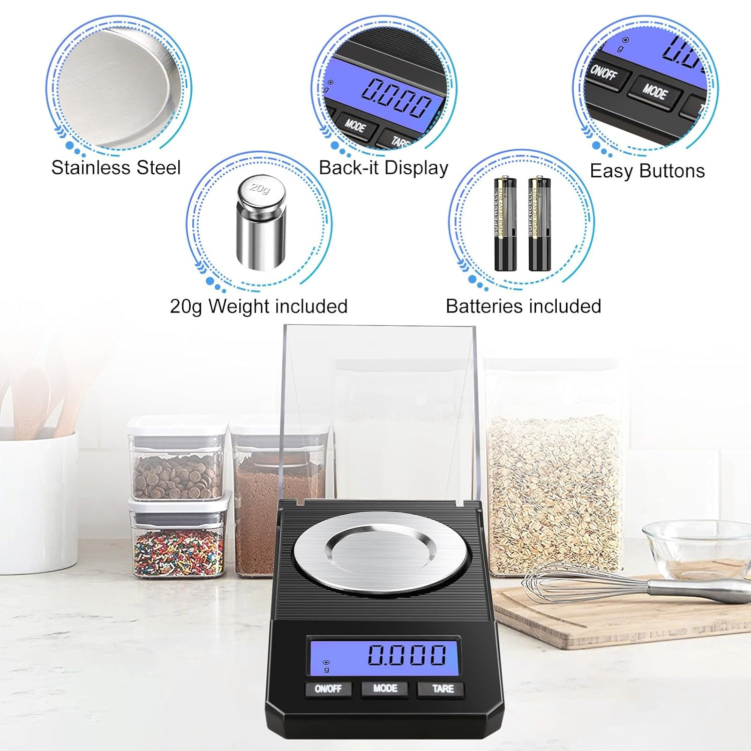 Milligram Scale 50G/0.001G High Precision Mg Scale, Portable Jewelry Scale .001
