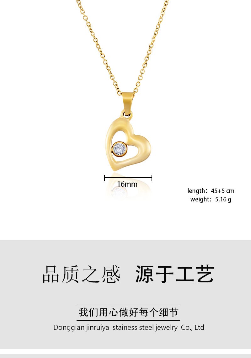 Hollow Heart Inlaid Zircon Necklace Elegant Daily Clavicle Chain For Women