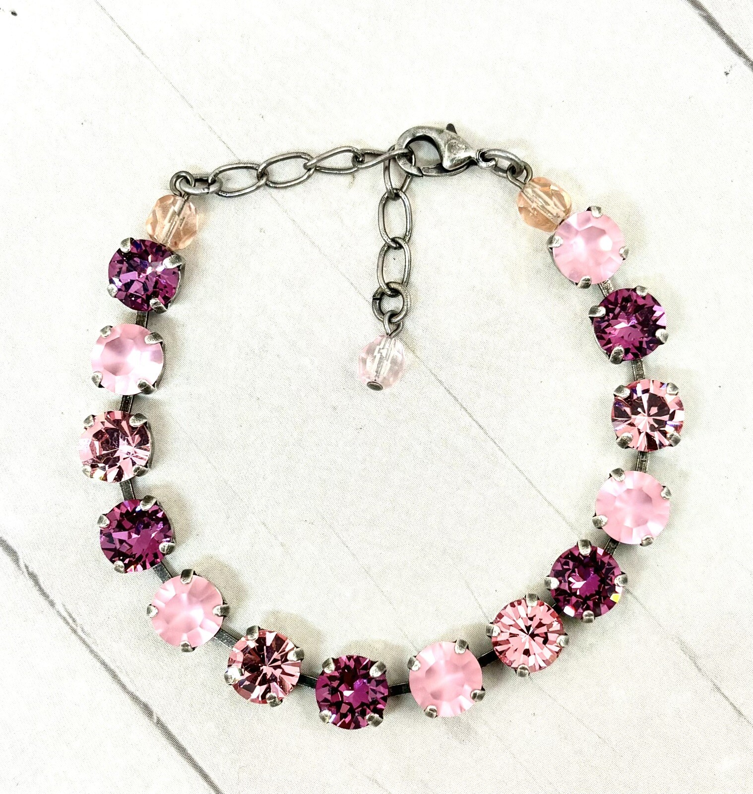 Frosted DARK PINK Cup Chain Bracelet made with Dark Pink Austrian Crystals