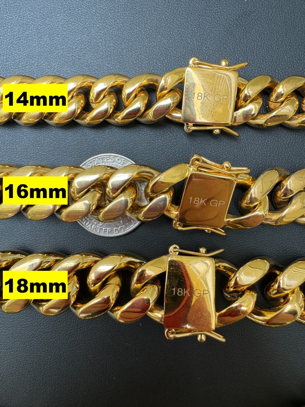 Miami Cuban Link Chain Necklace Bracelet 18k Gold Plated Stainless Steel 6-18mm