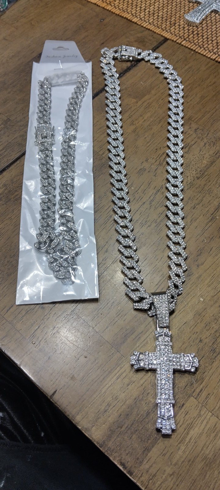 Iced Out Cuban Link Chain Silver Tone Hip Hop Chain Pavé Necklace