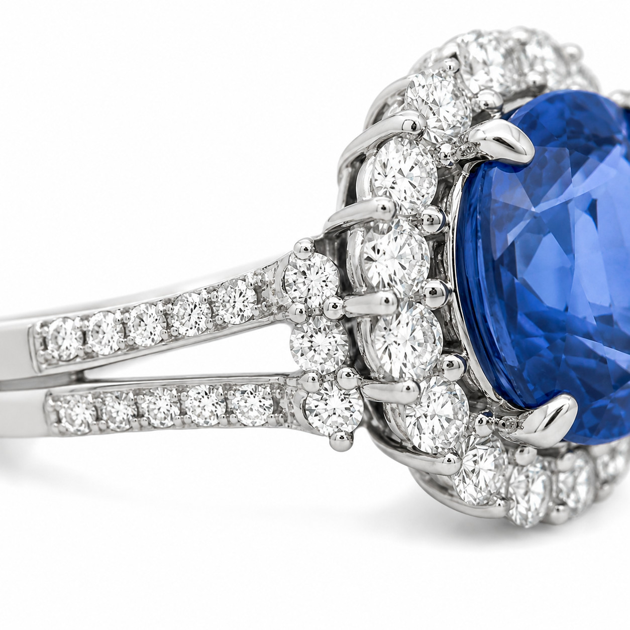 6.15ct No Heat Ceylon Sapphire Diamond Ring Platinum, GIA Certified Natural Blue