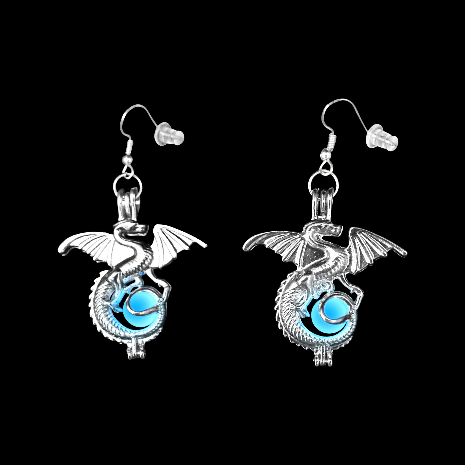 AlterImage Fiery Winged Dragon Earrings Set Glow In The Dark 3 Luminous Jewelry