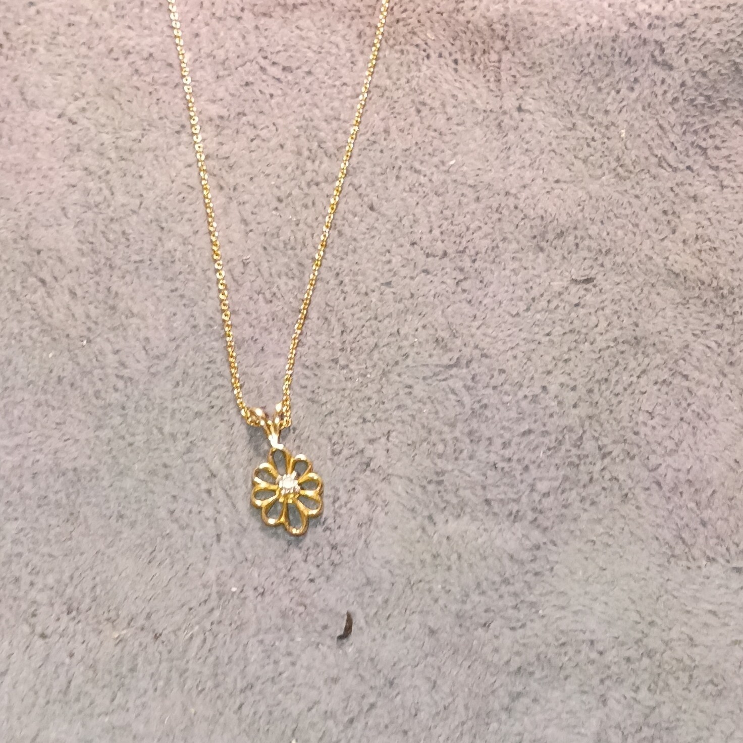 1/20th 14K Gold Tone Flower Charm Pendant Cable Chain Necklace Lobster