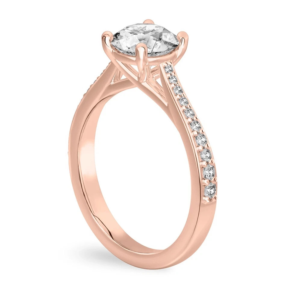 Solitaire Accent Style Lab Created Diamond Elegant Engagement 14K Gold Over Ring