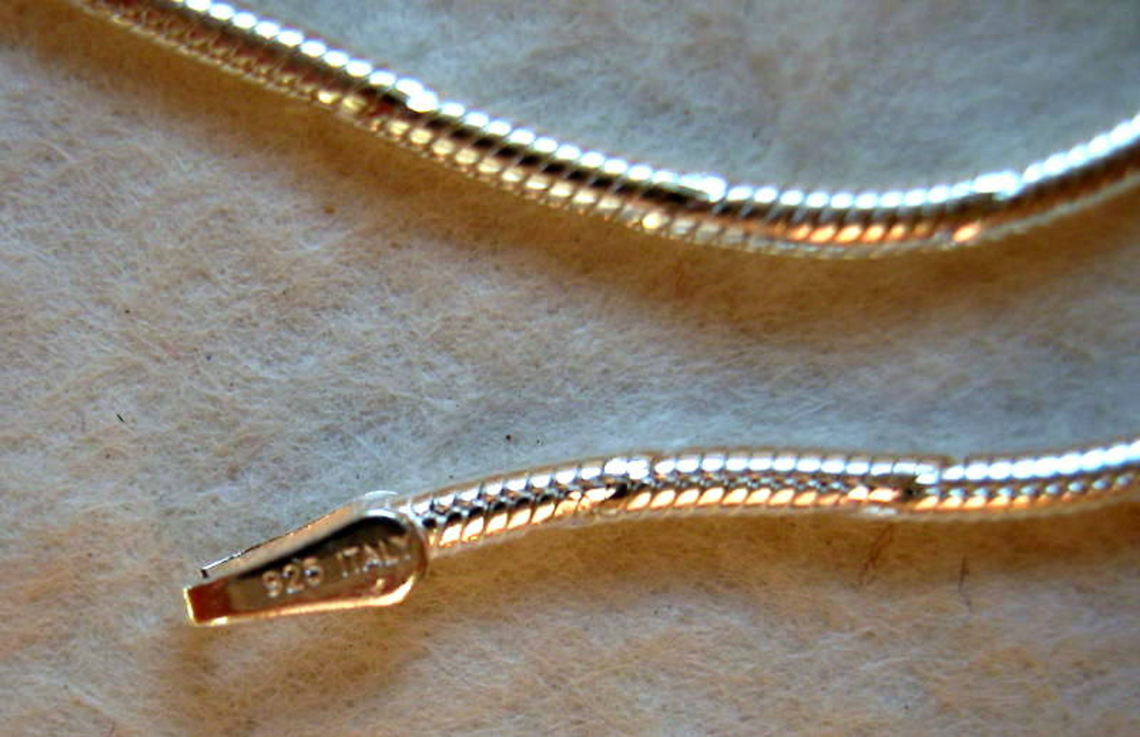 Italian Made Sterling Silver .925 Diamond Cut Snake Chain Wrist Bracelet 7″