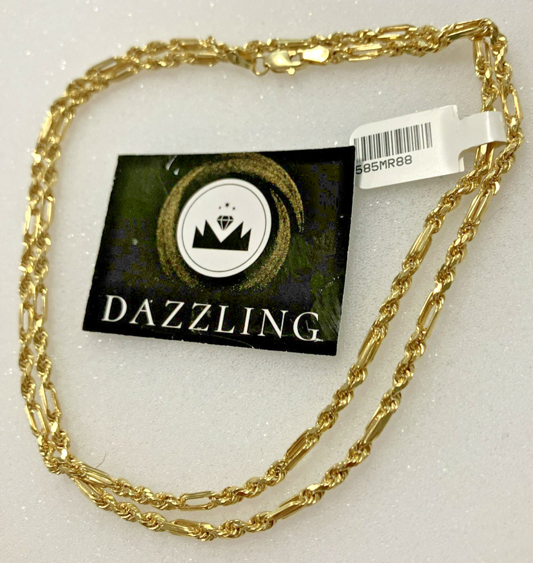 14kt Real Gold Milano-Rope Chain 8.8grams 3mm 24” Lalj Brand New with Tag. 14K