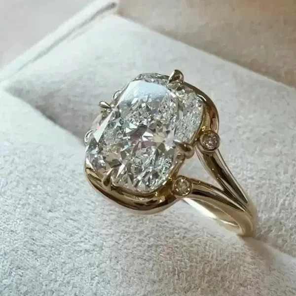 4.00 Ct Cushion Cut Lab Created Diamond Wedding Ring 14K Yellow Gold