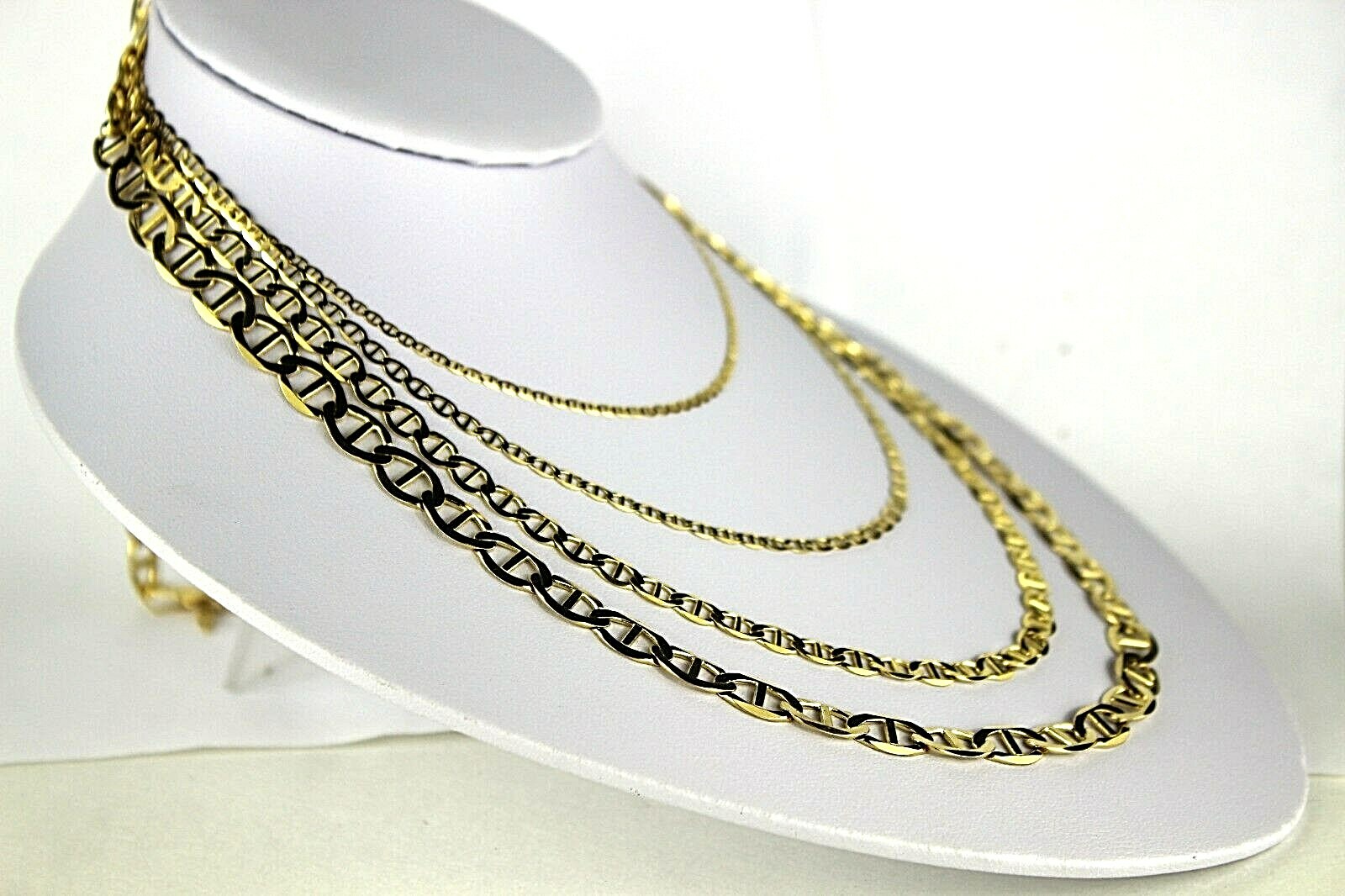 10K Solid Yellow Gold Mariner Link Chain Necklace Men Women 2mm~7.5mm 16″~30″